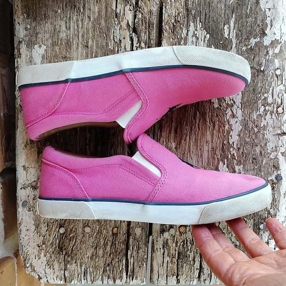 Ralph Lauren Polo toddler shoes size 3 Pink Canvas Slip Ons - Picture 4 of 10